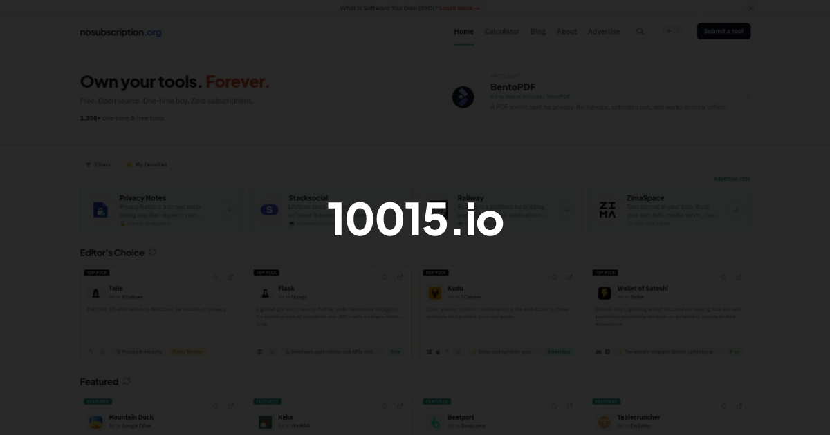 10015.io - Alternative to TinyWow | NoSubscription.org
