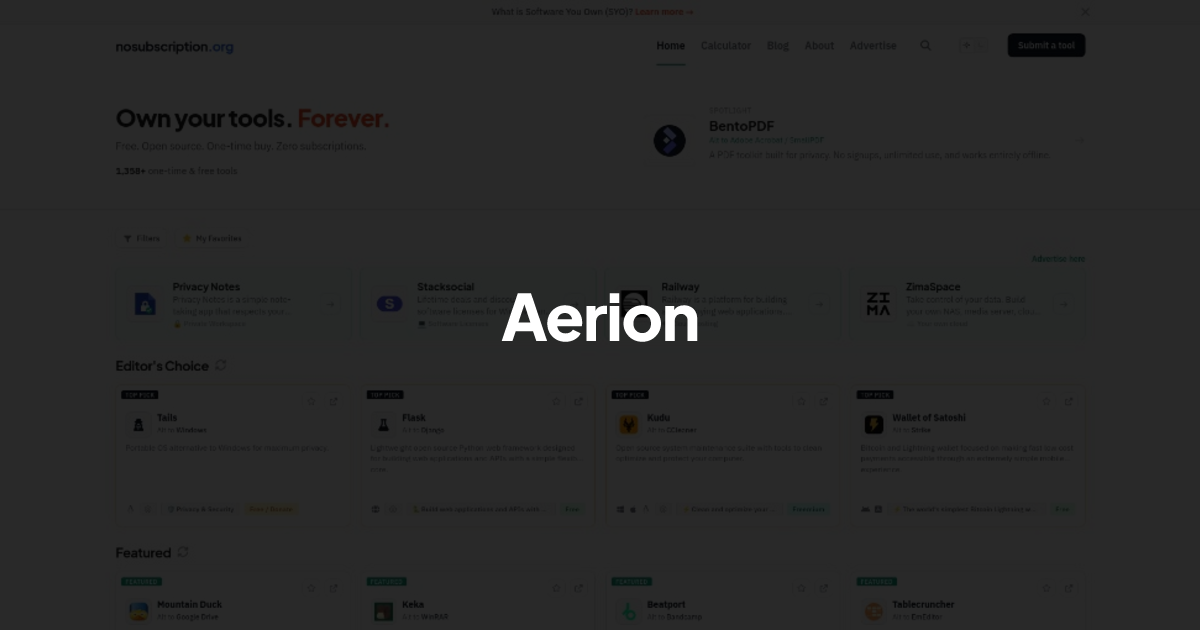 Aerion - Alternative to Thunderbird | NoSubscription.org