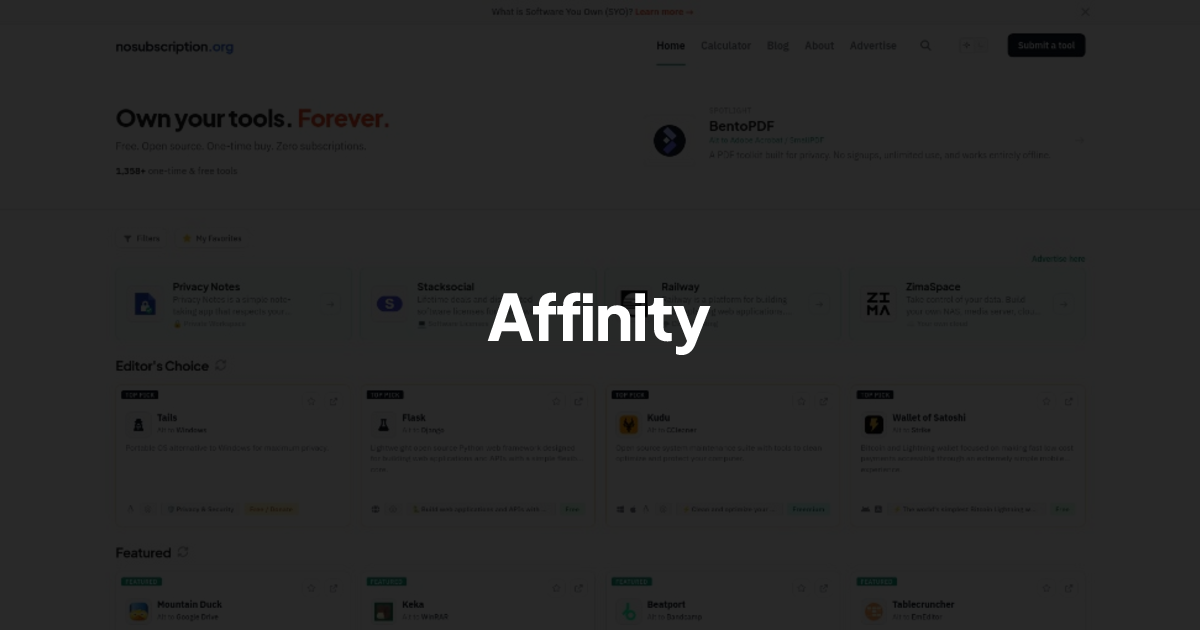 Affinity - Alternative to Adobe Photoshop | NoSubscription.org