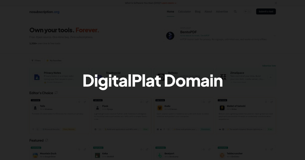 DigitalPlat Domain - Alternative to Freenom | NoSubscription.org
