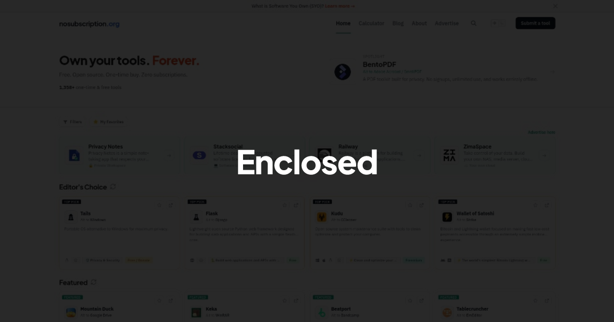 Enclosed - Alternative to Sync.com | NoSubscription.org