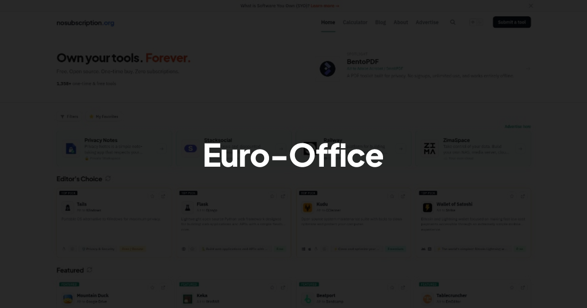 Euro-Office - Alternative to Microsoft 365 | NoSubscription.org