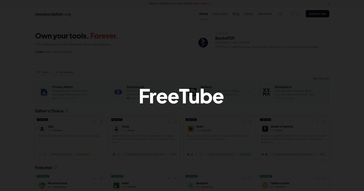 FreeTube - Alternative to Youtube | NoSubscription.org