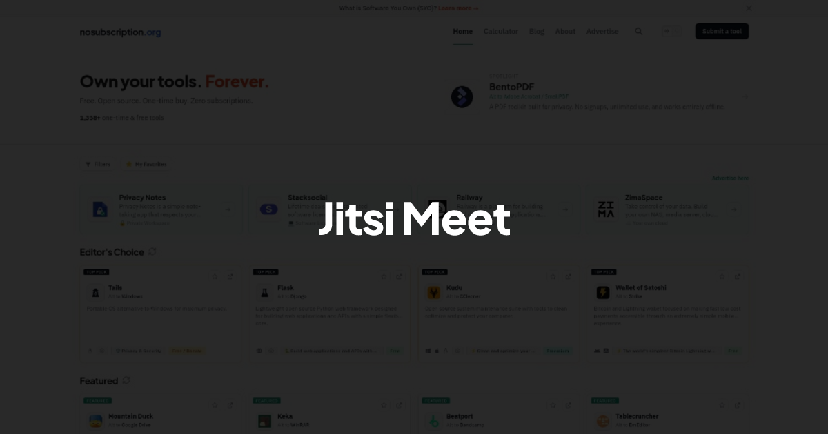 Jitsi Meet - Alternative to Zoom | NoSubscription.org