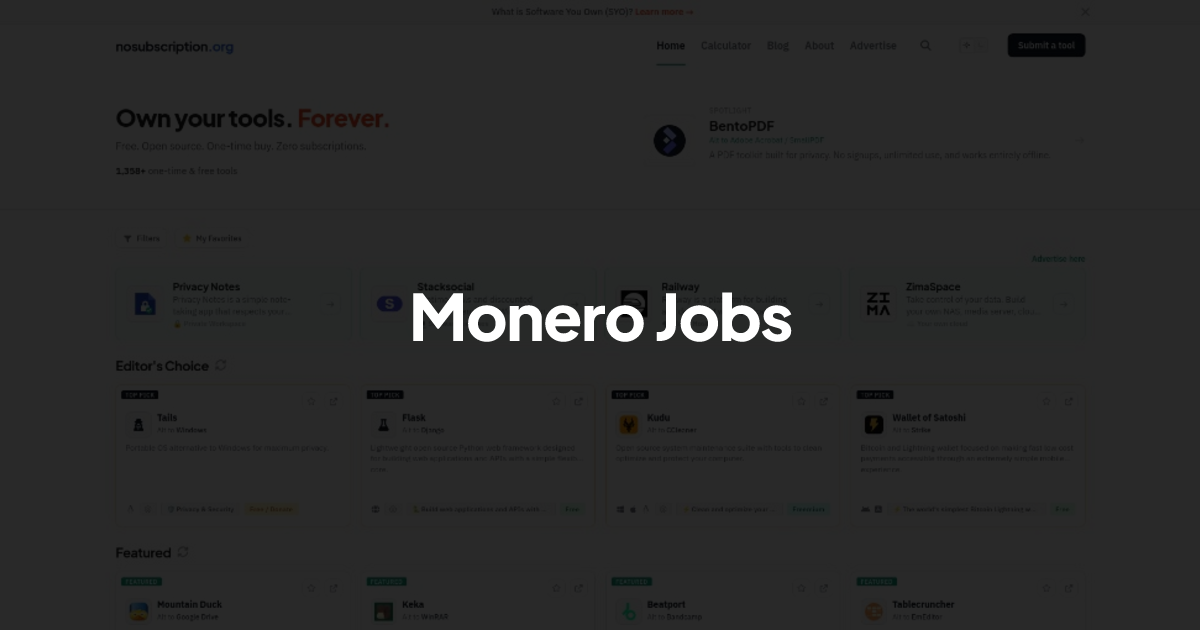 Monero Jobs - Alternative to CryptoRecruit | NoSubscription.org