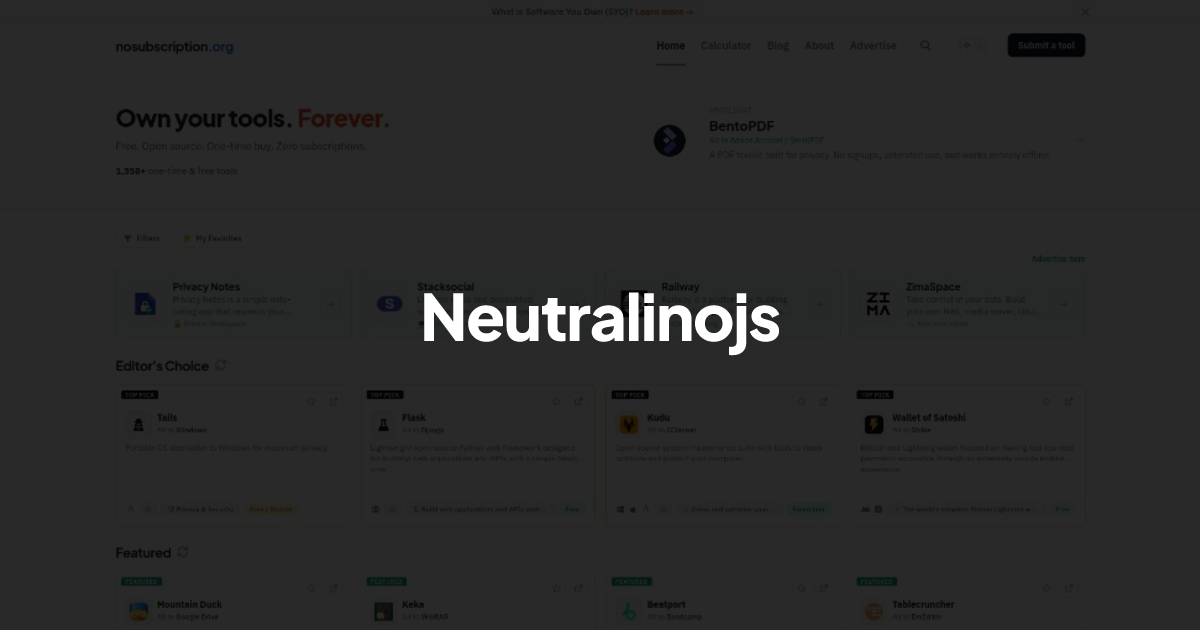 Neutralinojs - Alternative to Electron | NoSubscription.org