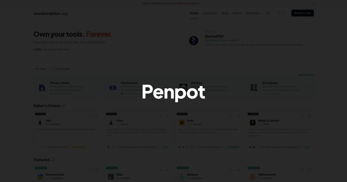 Penpot - Alternative to Figma | NoSubscription.org