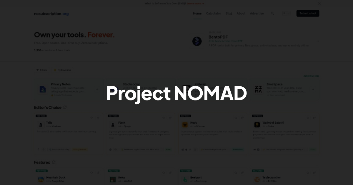Project NOMAD - Alternative to Internet-in-a-Box | NoSubscription.org