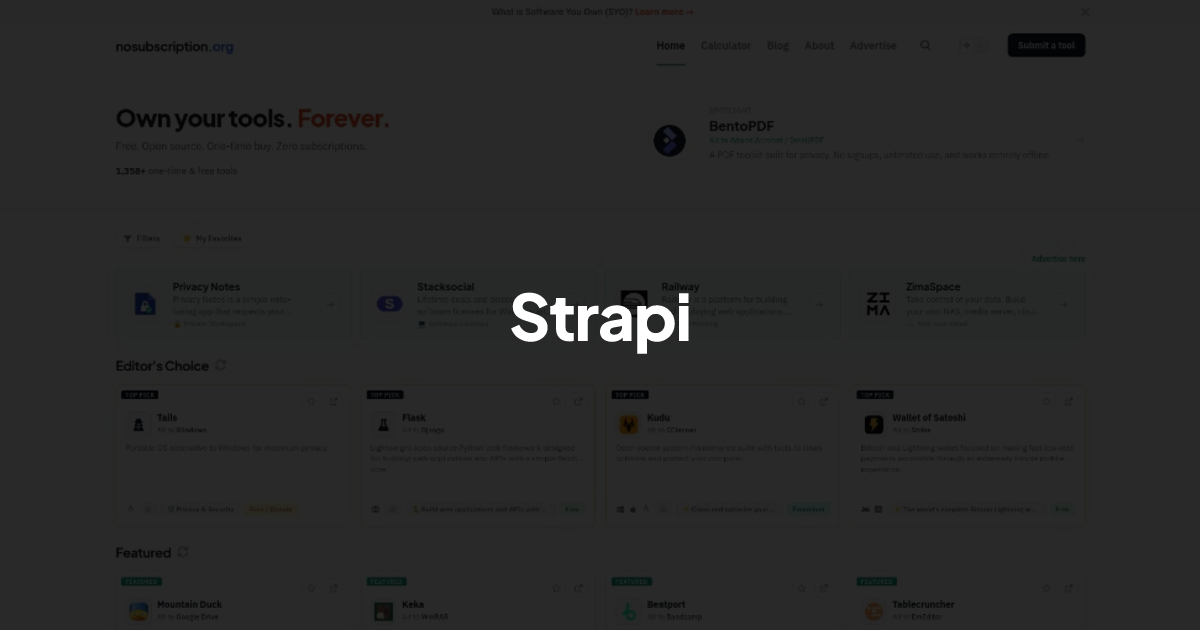 Strapi - Alternative to Wordpress | NoSubscription.org