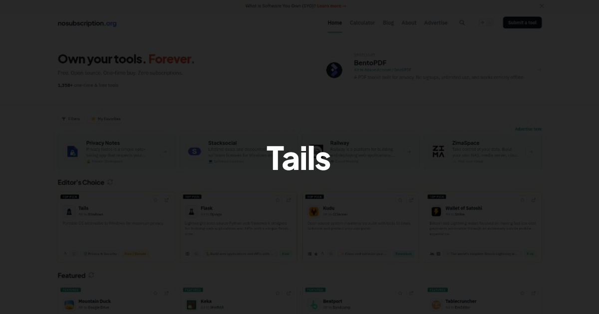 Tails - Alternative to Windows | NoSubscription.org